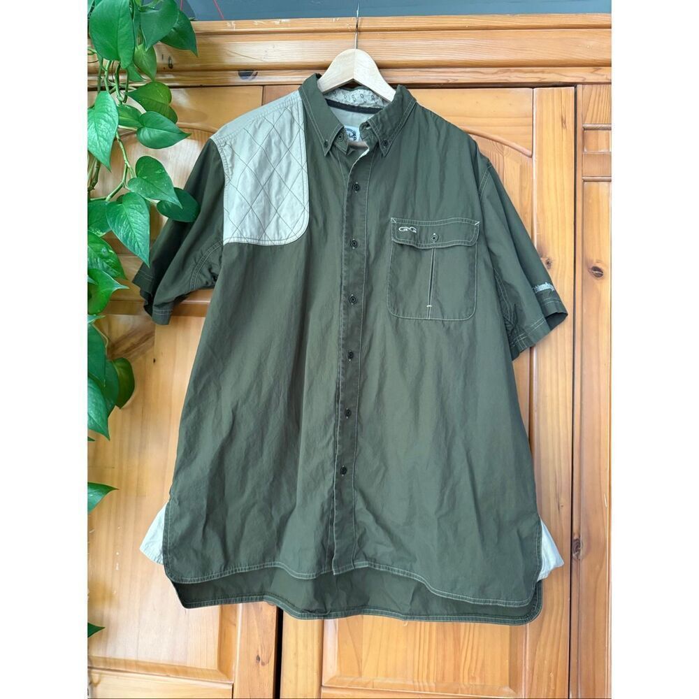 Game Guard XL Shooting Shirt – Olive/Tan, Quilted Shoulder, Schlumberge